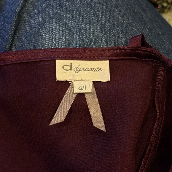 Dynamite Deep Plum Satin-Look Top - Picture 5 of 5